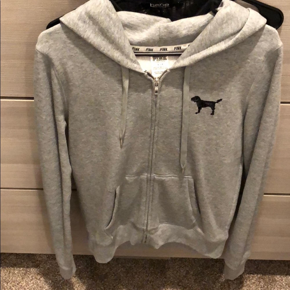Pink full zipper sweater